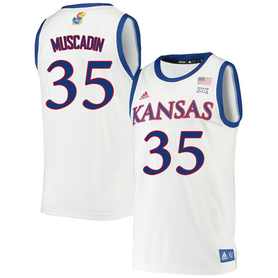 Men #35 Gethro Muscadin Kansas Jayhawks College Basketball Jerseys Sale-White